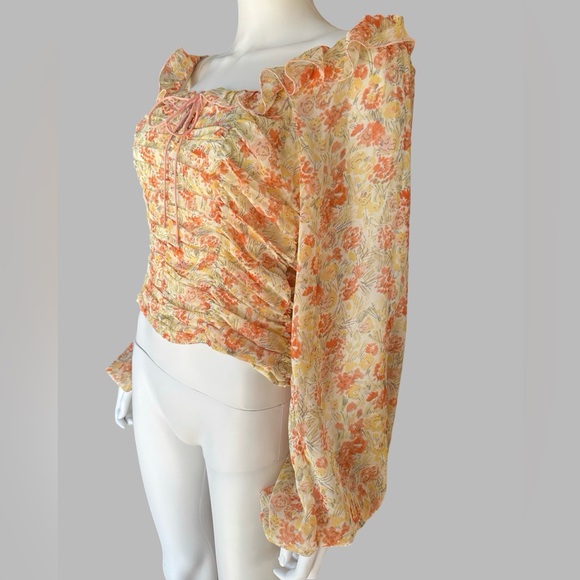 Free People Mabel Floral Printed Boho Blouse Medium NWT - Picture 2 of 8